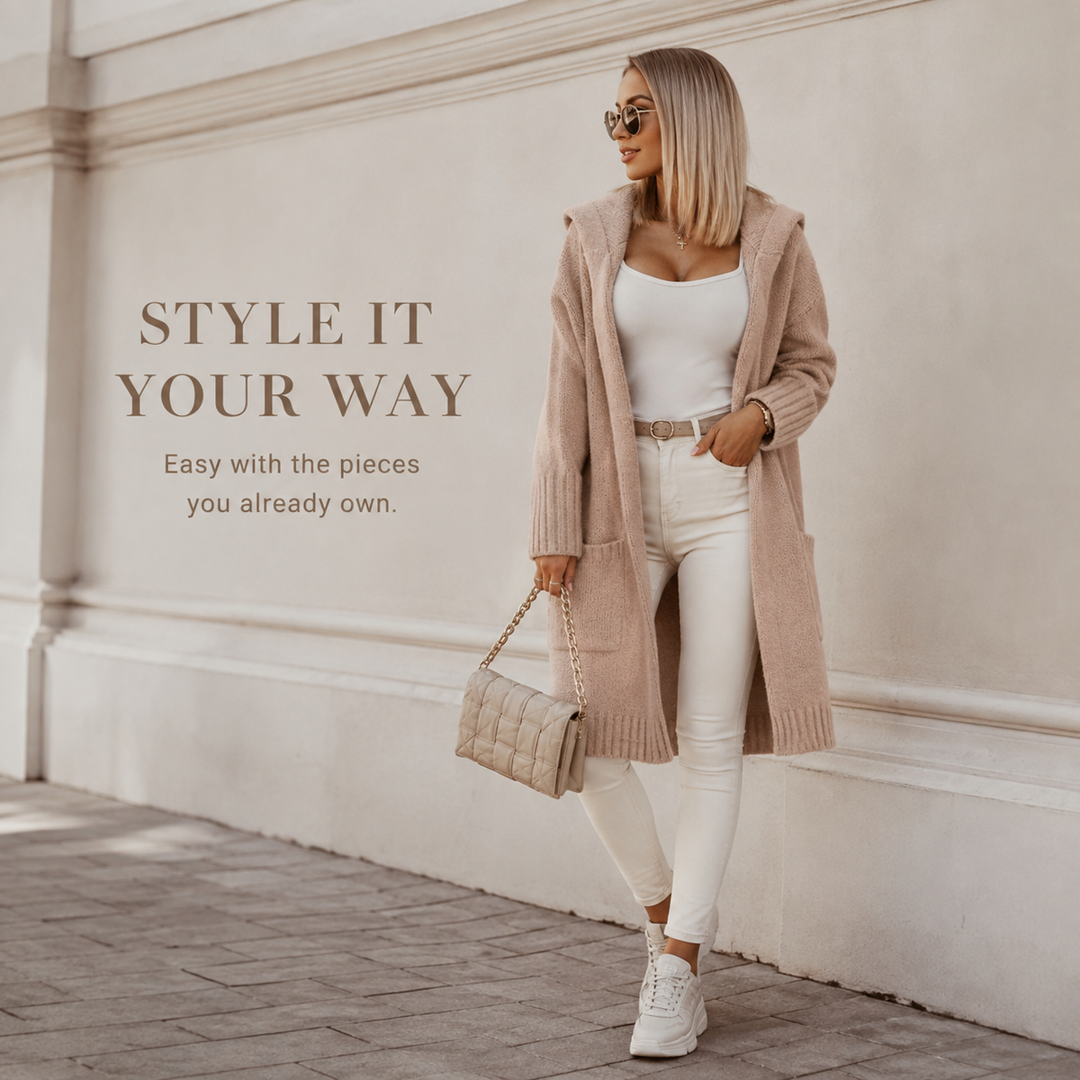 🧥 Women's Oversized Hooded Longline Knit Cardigan with Pockets 🧶
