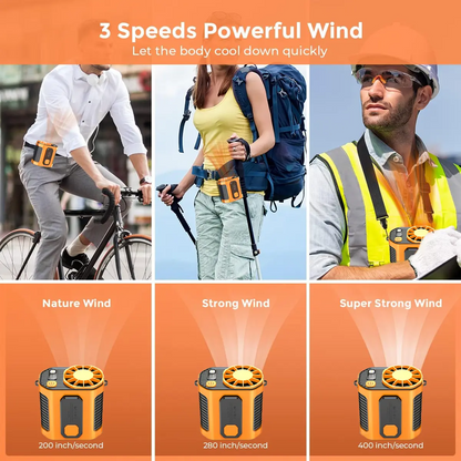 🔥 Rechargeable High-Speed Waist Fan | Power Bank & LED Light