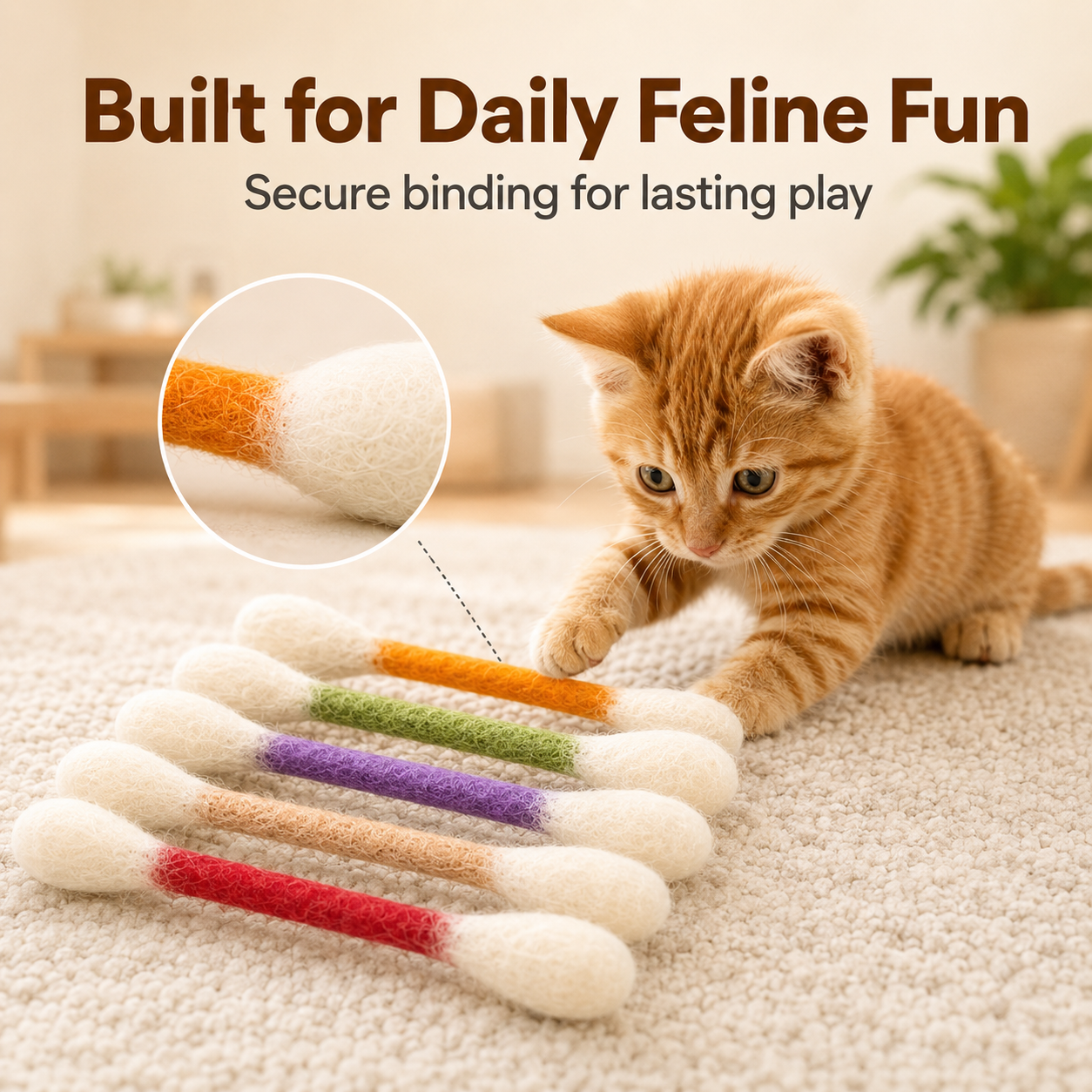 🐾 6PCS Double-Ended Interactive Cat Chew Toys – Bite, Bat & Chase Fun for Active Cats