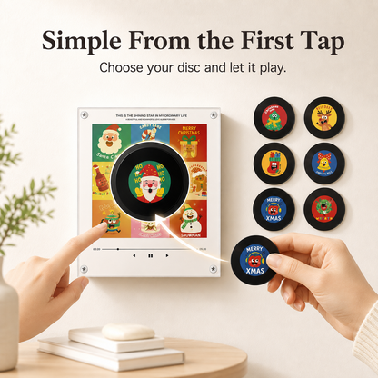 🎵 Magnetic NFC Acrylic Music Player with 9 Mini Vinyl Discs ✨