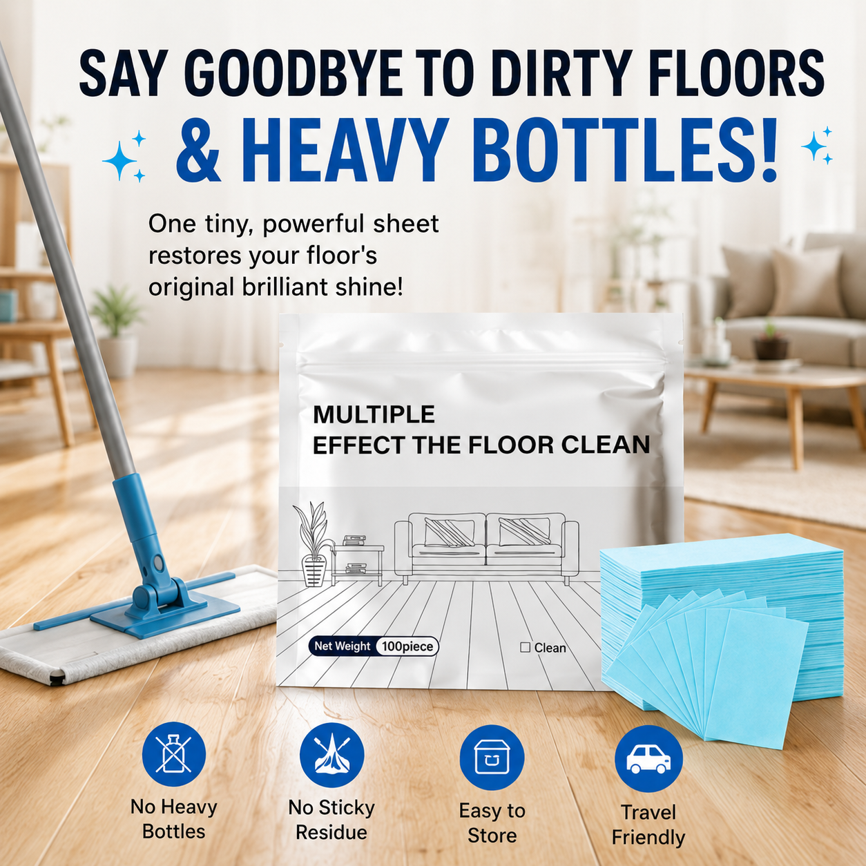 ✨ 100pcs Multi-Surface Floor Cleaning Tabs - Deep Clean & Shine 🧼