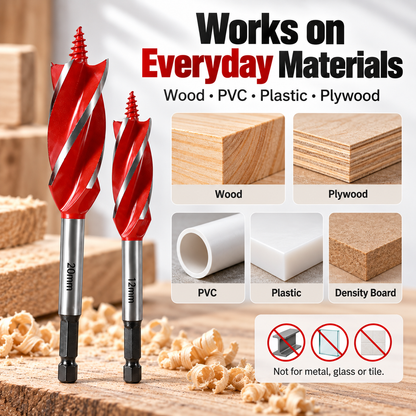 🔨 8-Piece 4-Flute Woodworking Drill Bit Set with Hex Shank 🪵