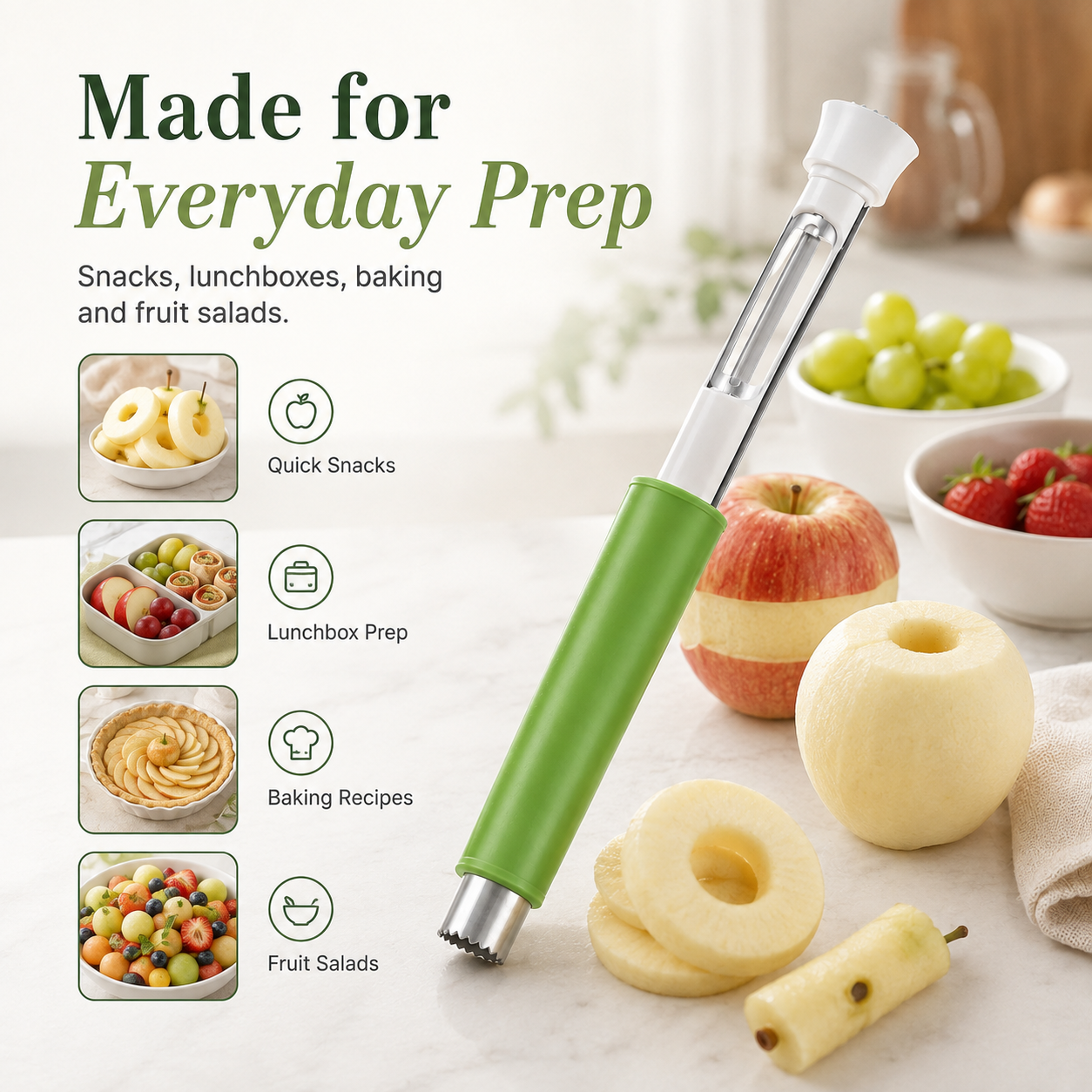 🍎 2-in-1 Stainless Steel Apple & Pear Corer Peeler Kitchen Tool 🍐