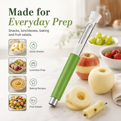 🍎 2-in-1 Stainless Steel Apple & Pear Corer Peeler Kitchen Tool 🍐