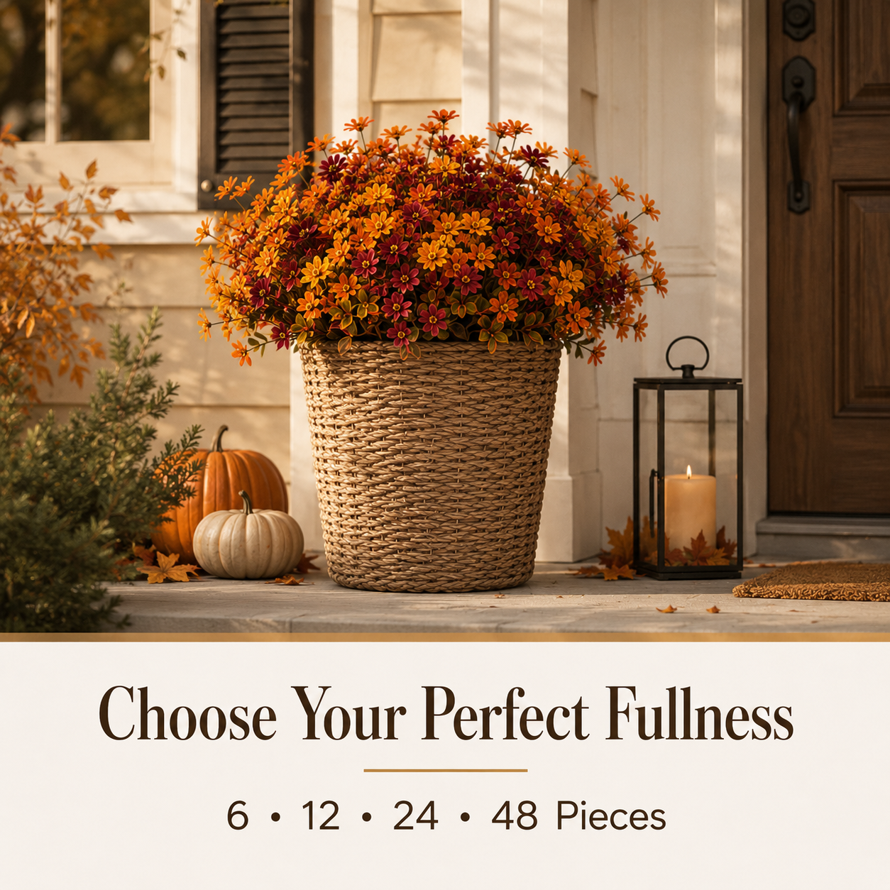 🍂 UV-Resistant Autumn Artificial Flowers – Multicolor Outdoor Fall Blooms 🌾
