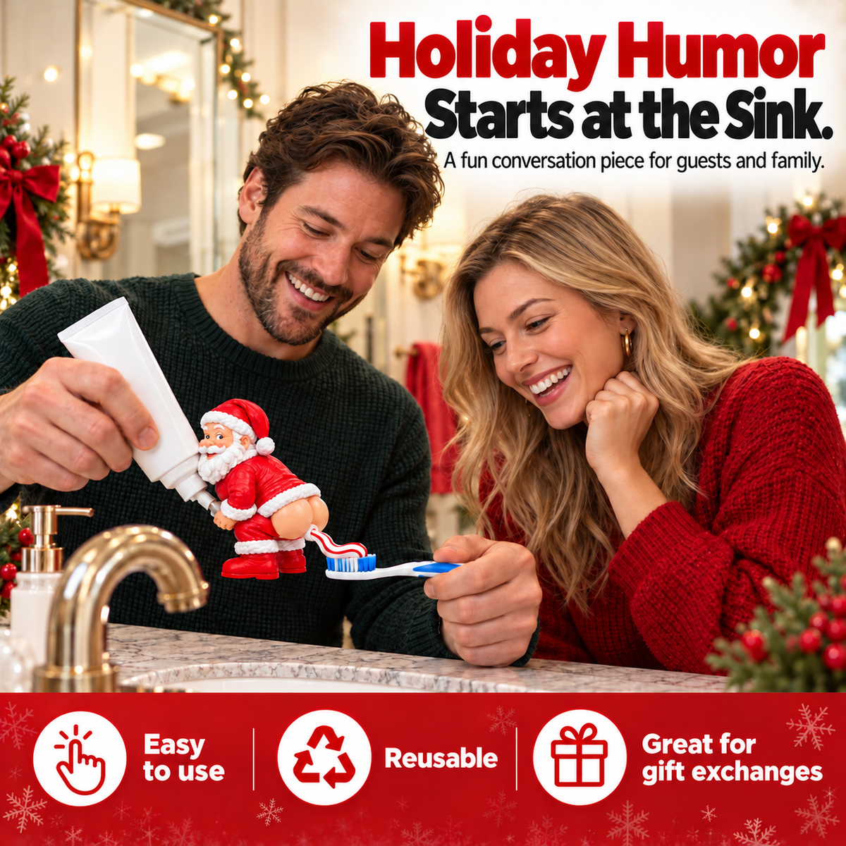 😂 Cheeky Santa Toothpaste Squeezer 🎄The Funniest Bathroom Surprise!