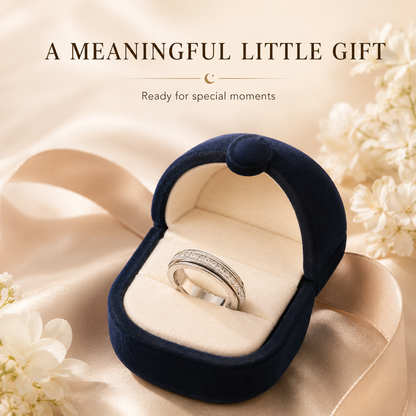 💍 Rotating Anxiety Spinner Ring with Cubic Zirconia & Titanium Steel ✨