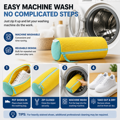 👟 Machine Washable Shoe Cleaning Bag with 360 Degree Plush Microfiber Bristles 🧼
