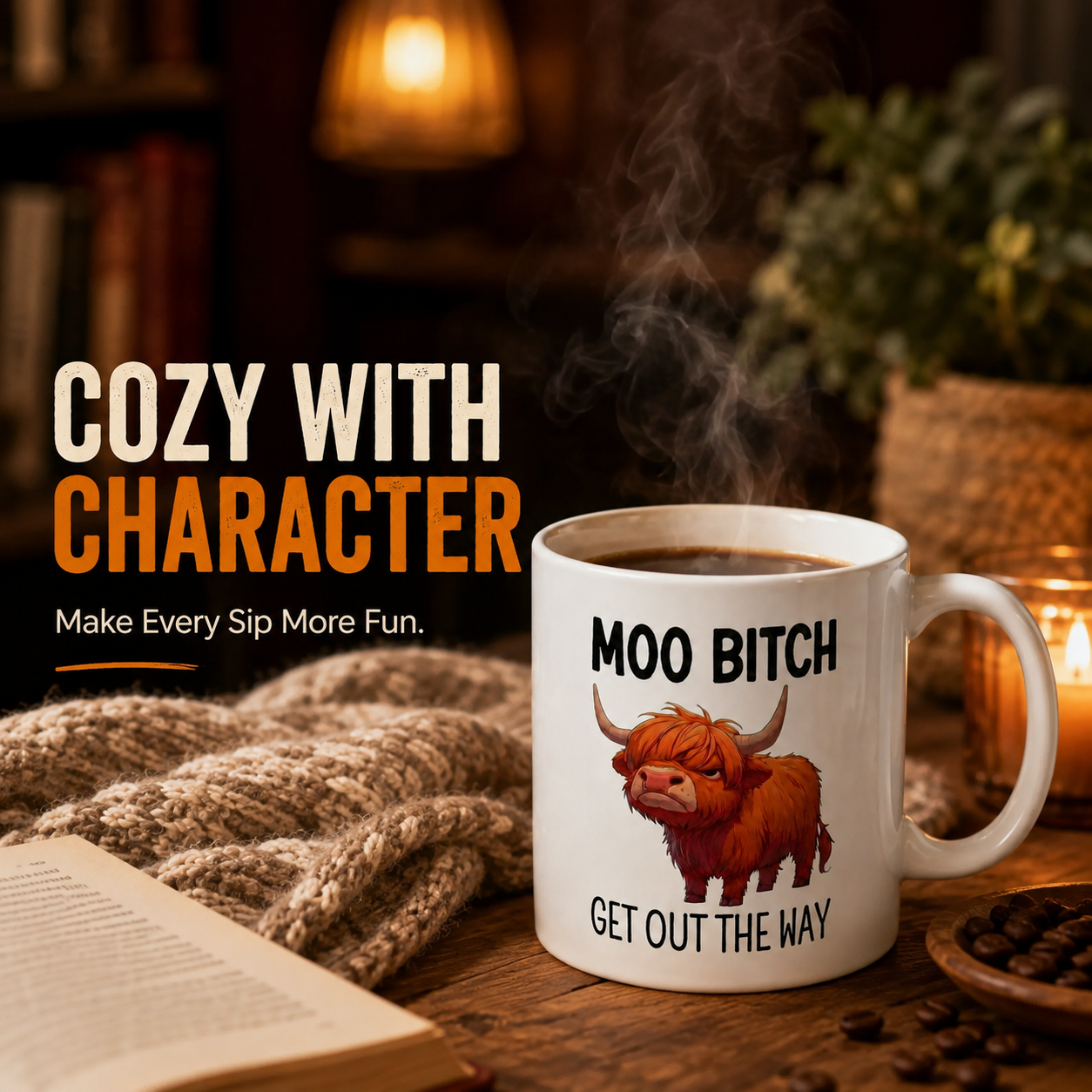 🐮 Sarcastic Highland Cow Coffee Mug – Moo Bitch Novelty Cup ☕