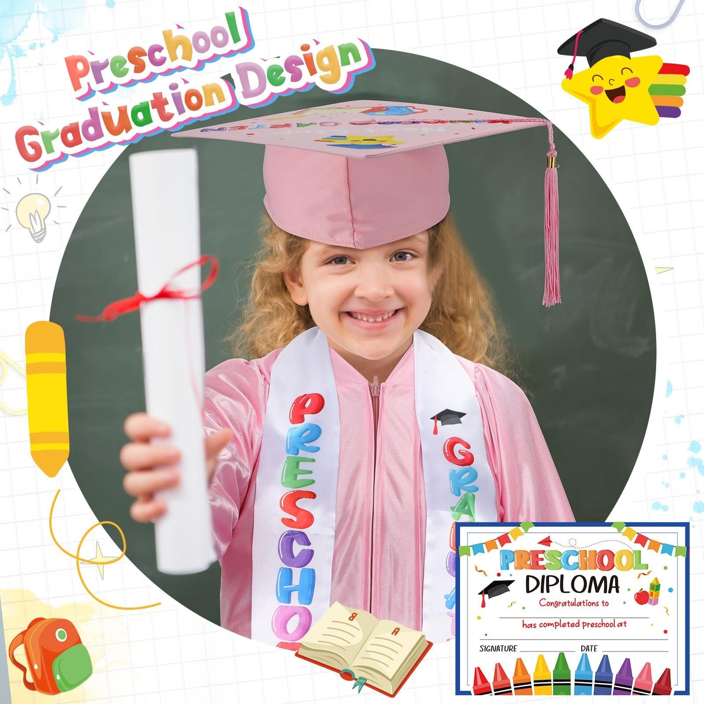 Kindergarten Graduation Outfit Class of 2026 Satin Graduation Cap