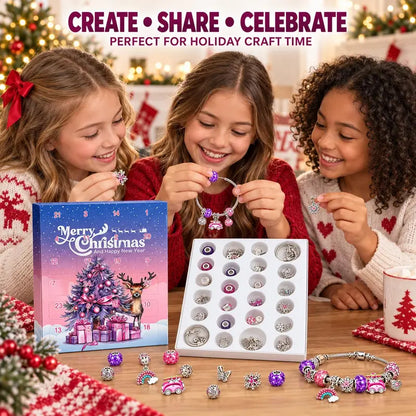 🎄 24-Day Christmas Jewelry Advent Calendar – DIY Charm Bracelet & Necklace Kit