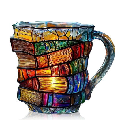 📚 Stacked Book Mug – Colorful Coffee Cup Gift for Book Lovers ☕