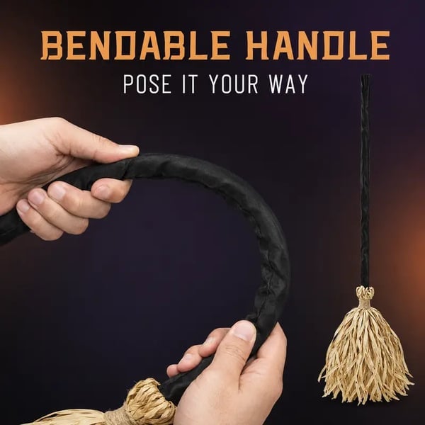 🧹Animated Witch Broom – Spooky Moving Halloween Decor with Sound & Lights! 👻✨