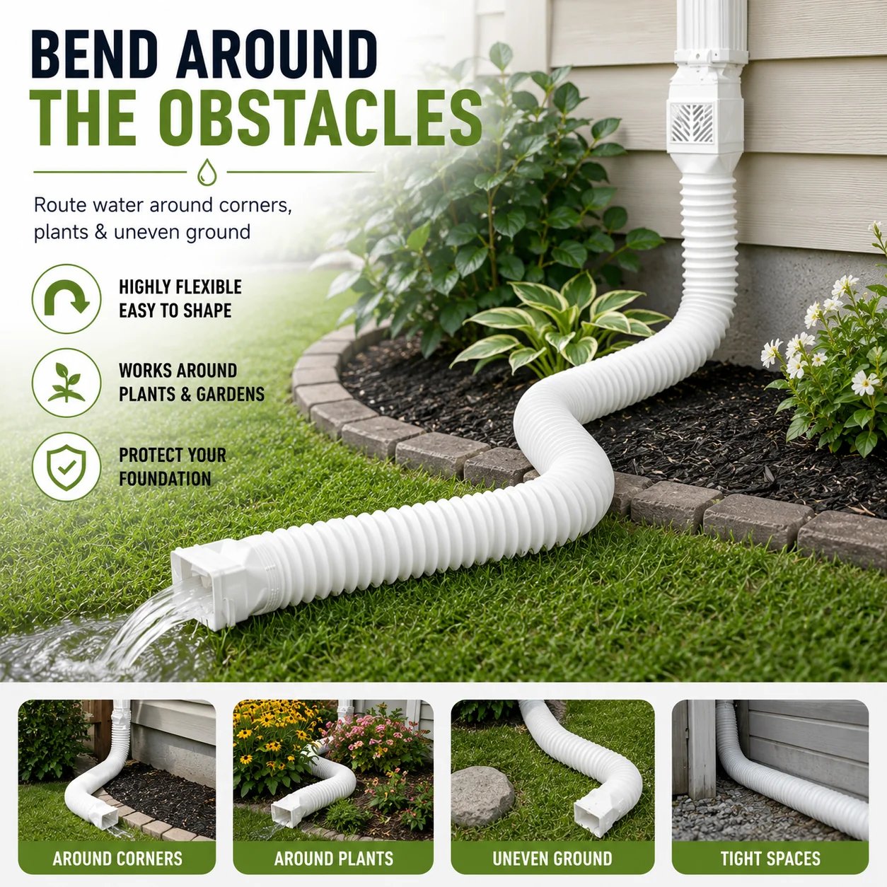 🌧️ Flexible Downspout Extension Kit – 22–63in Rainwater Drainage Pipe