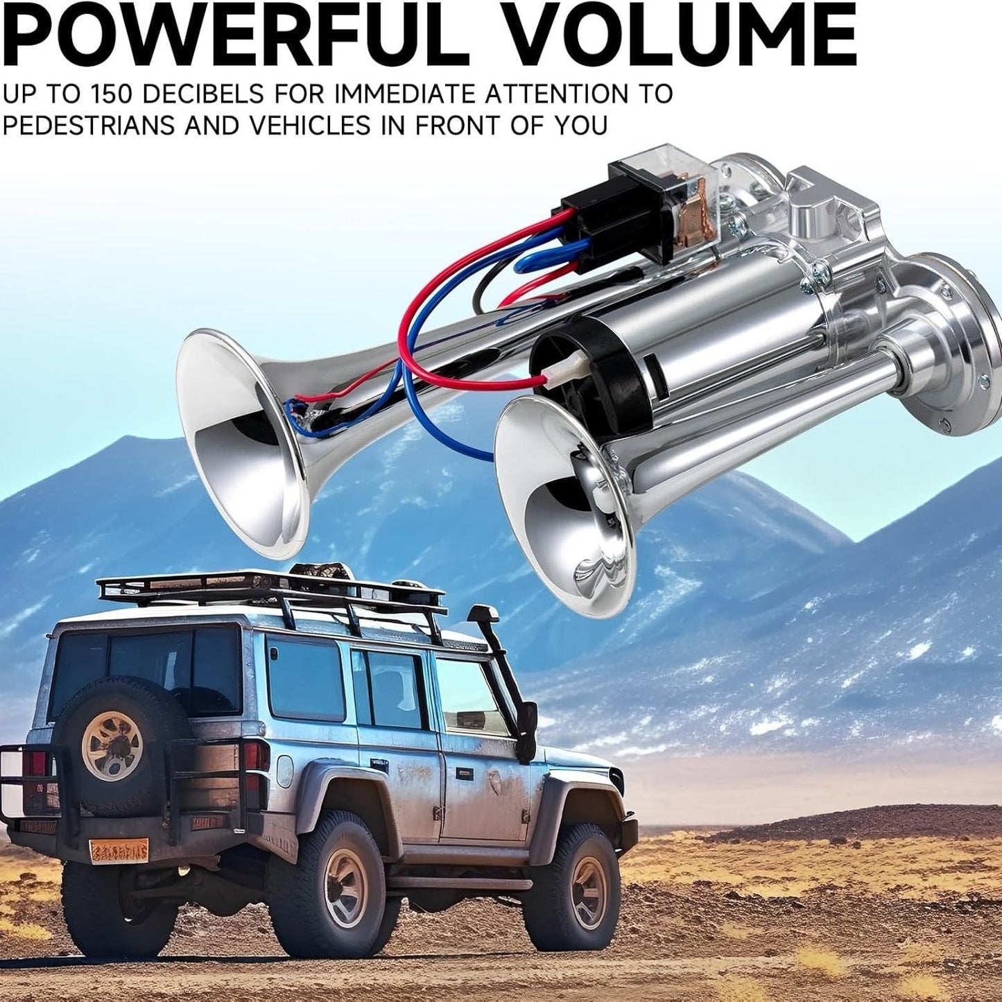 📢2026 Upgraded 150dB Super Loud 12V Dual Air Horn Kit ⚡