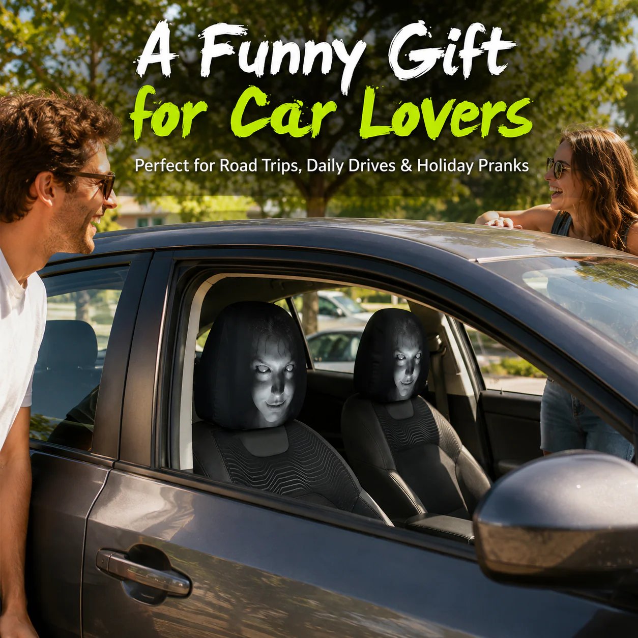 😆 Funny Cartoon Car Headrest Covers