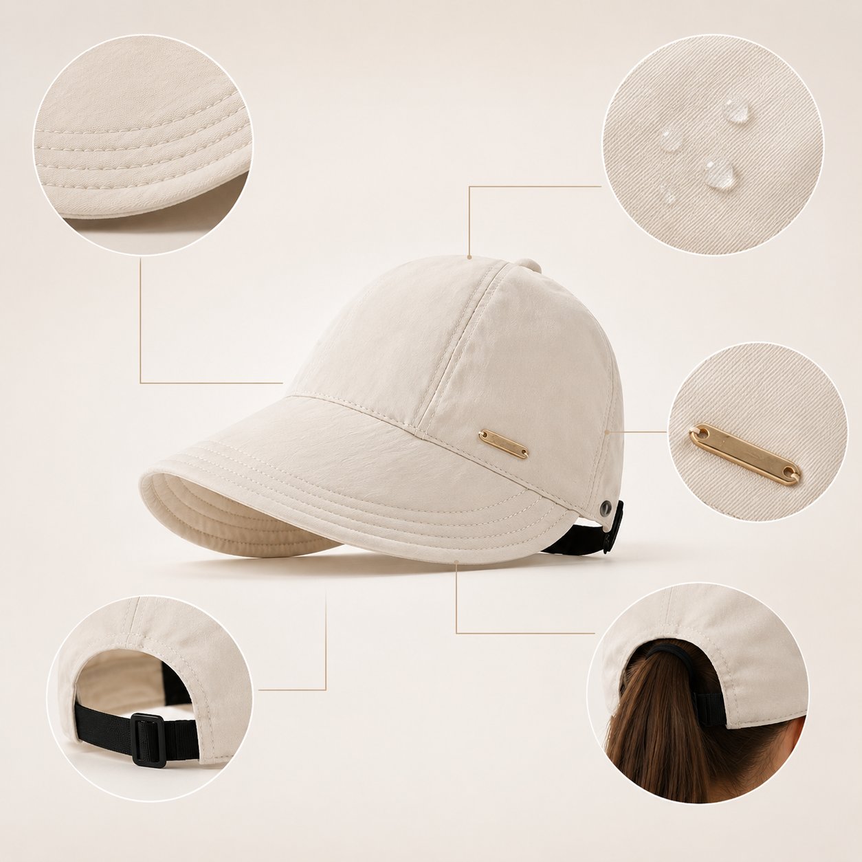 ☀️Last Day 50% OFF✨Stay Shaded & Comfortable on Sunny Days - Ponytail-Friendly Wide Brim Sun Hat🧢