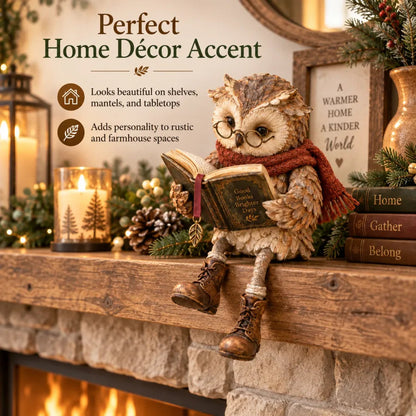 Reading Owl Figurine – Cosy Bookshelf Decor for Book Lovers