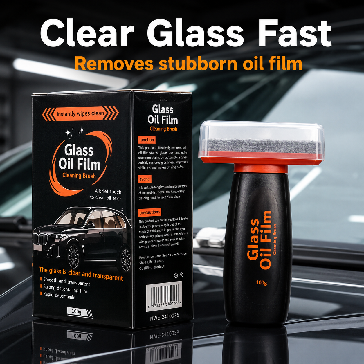 New Glass Film Remover: Cleaning Solution with Coating Remover Paste and Sponge Brush
