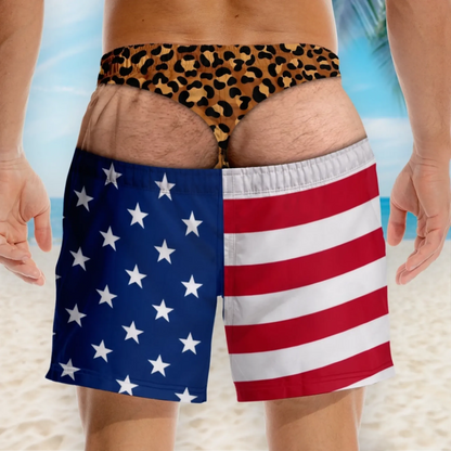 😂Funny Patriotic “Wide Load” Men’s Swim Trunks🍻