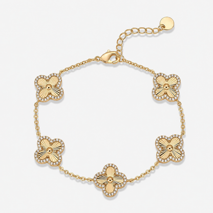🍀 14K Gold Plated Clover Bracelet for Women – Adjustable Hypoallergenic Lucky Jewelry Gift ✨