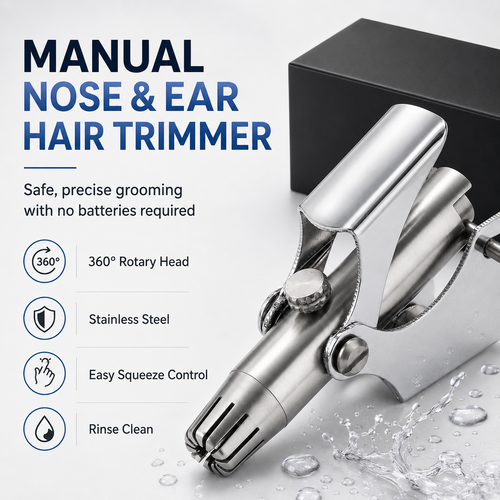 ✂️ Manual Stainless Steel Nose & Ear Hair Trimmer (Battery-Free) 🛡️