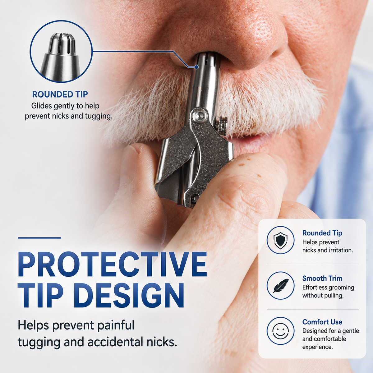 ✂️ Manual Stainless Steel Nose & Ear Hair Trimmer (Battery-Free) 🛡️