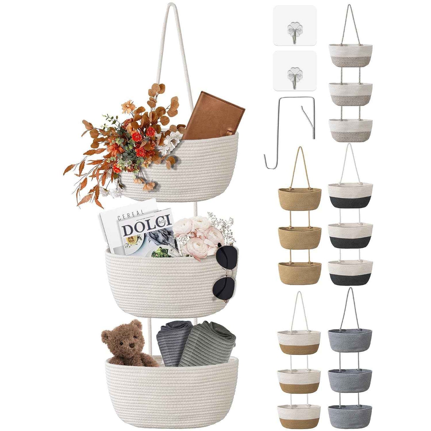 🔥 Woven Cotton Hanging Storage Baskets – A Beautiful Space-Saving Organizer For Every Room 🧺