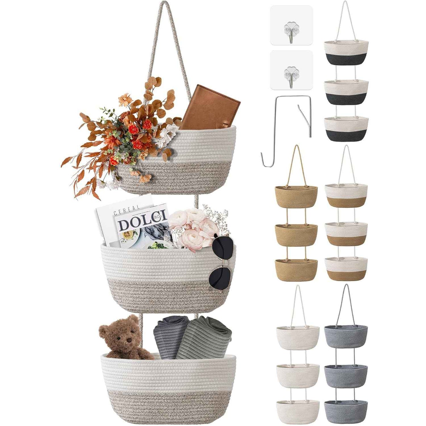 🔥 Woven Cotton Hanging Storage Baskets – A Beautiful Space-Saving Organizer For Every Room 🧺