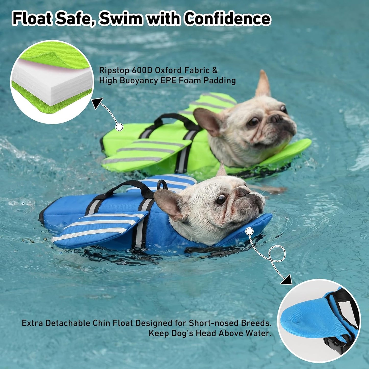 Adjustable Dog Life Jacket with Cute Wing Design