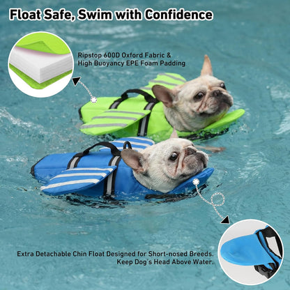 Adjustable Dog Life Jacket with Cute Wing Design