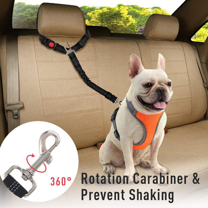 Dog Seat Belt, Upgraded 2-in-1 Pet Dog Car Seat Belt and Headrest Mounting System