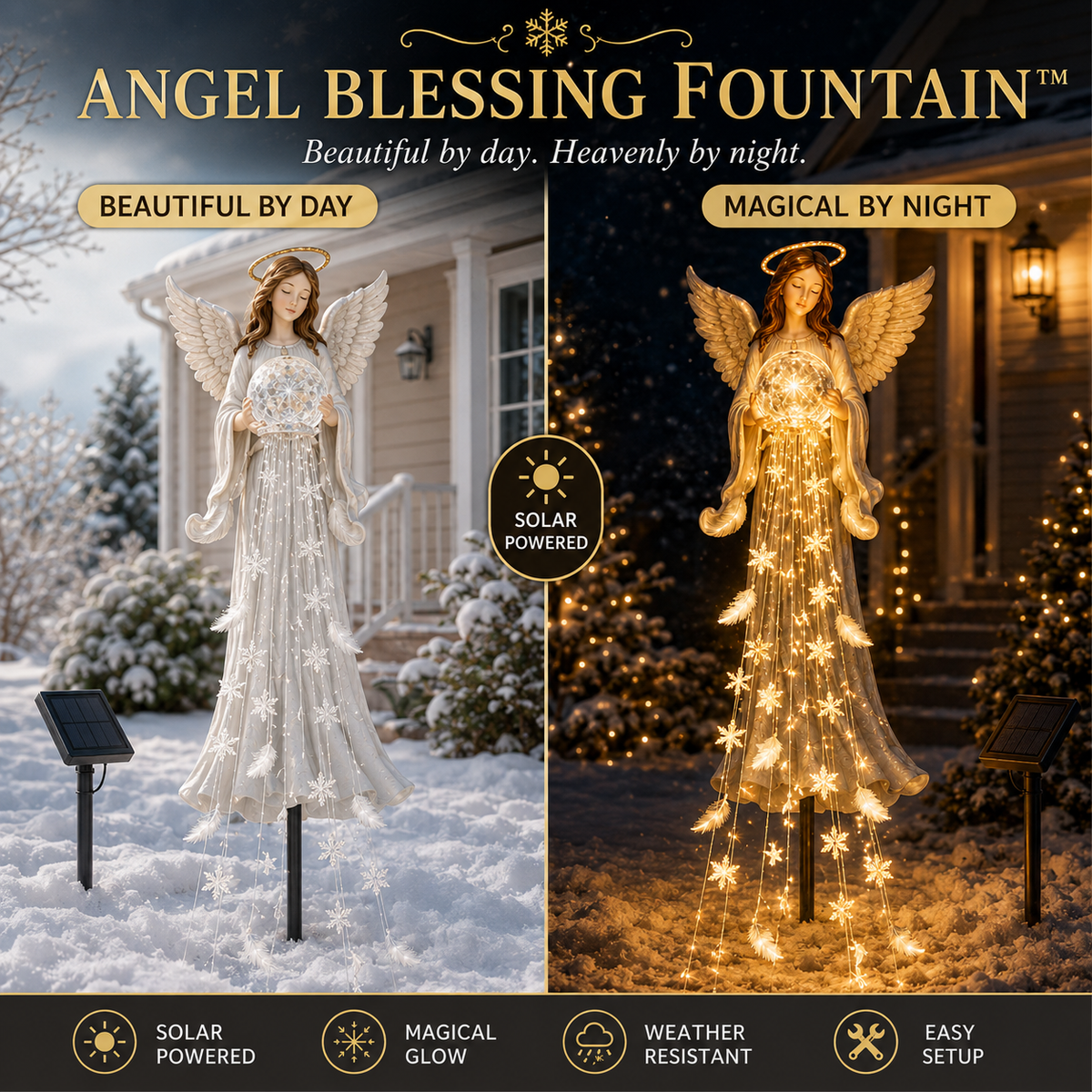 🎁 Today Only: Get 49% Off👼 Angel Blessing Fountain™ Solar Cascading Christmas Garden Light ✨