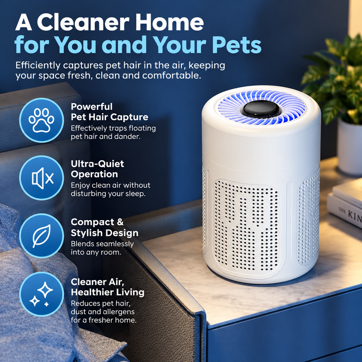 🍃 Large Area Home Air Purifier – Multi-Layer HEPA Filter & Quiet Operation 🌬️