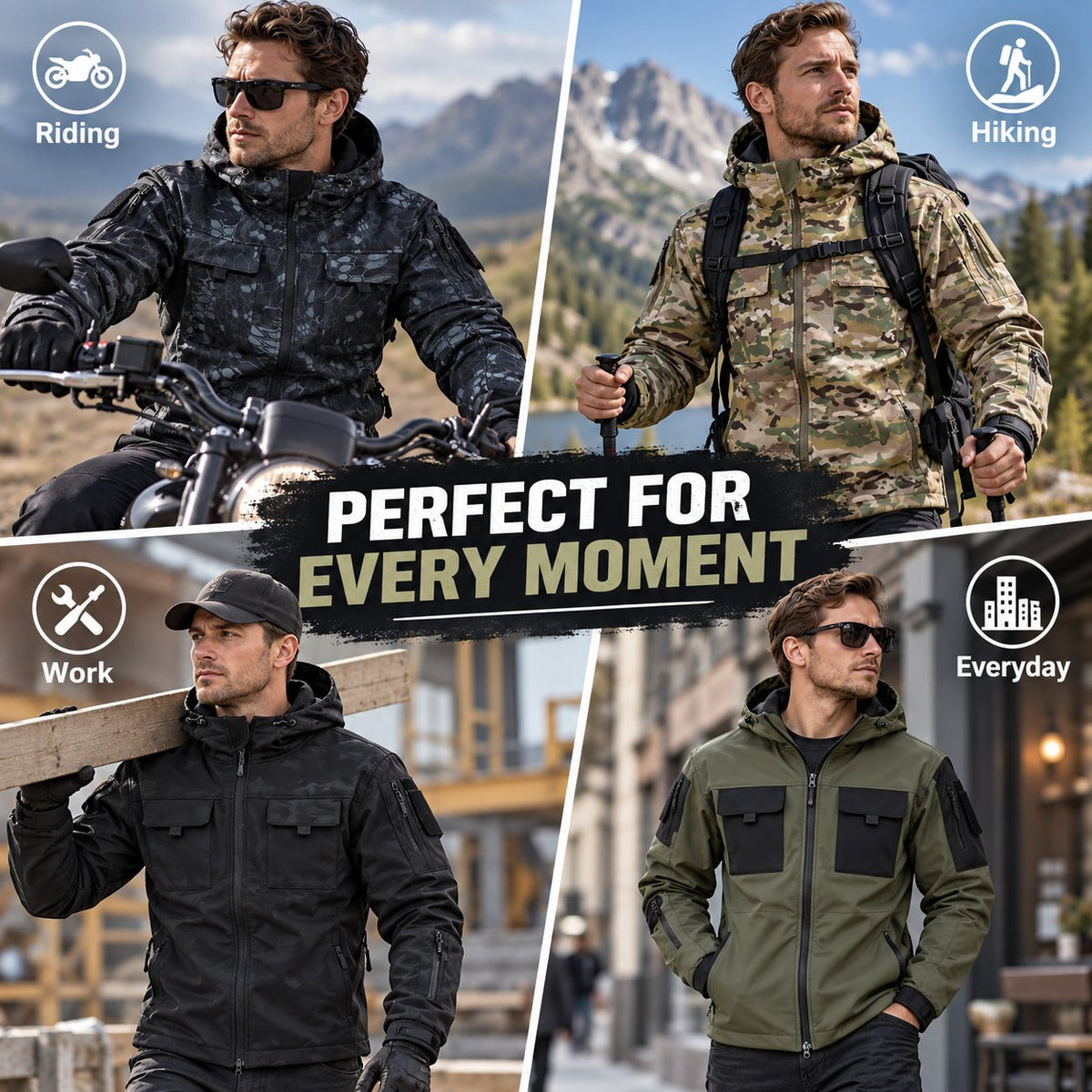 🏕️ Tactical Hooded Jacket with 9 Utility Pockets and Warm Fleece Lining