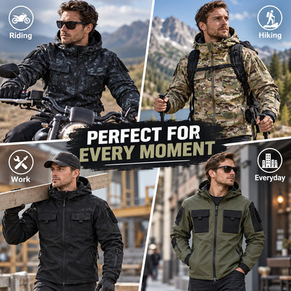 🏕️ Tactical Hooded Jacket with 9 Utility Pockets and Warm Fleece Lining