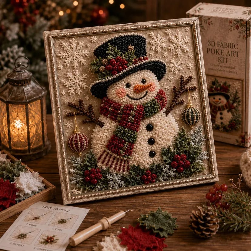 🎄3D Christmas Fabric Poke Art Kit – DIY Holiday Craft for Adults & Beginners