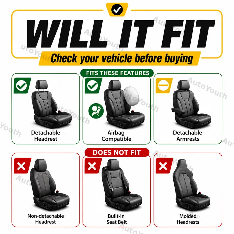 🚗 Universal 5-Seat Car Seat Covers – Breathable Washable Full Set