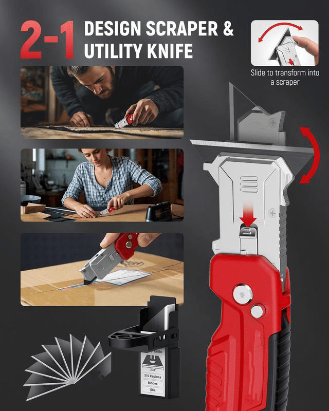 2026 New 2-in-1 Folding Box Cutter with Blade Storage