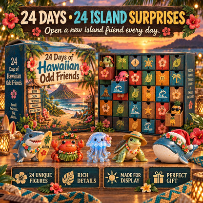 🌺 24 Days of Hawaiian Odd Friends Advent Calendar | Tropical Christmas Figurine Set 🏝️