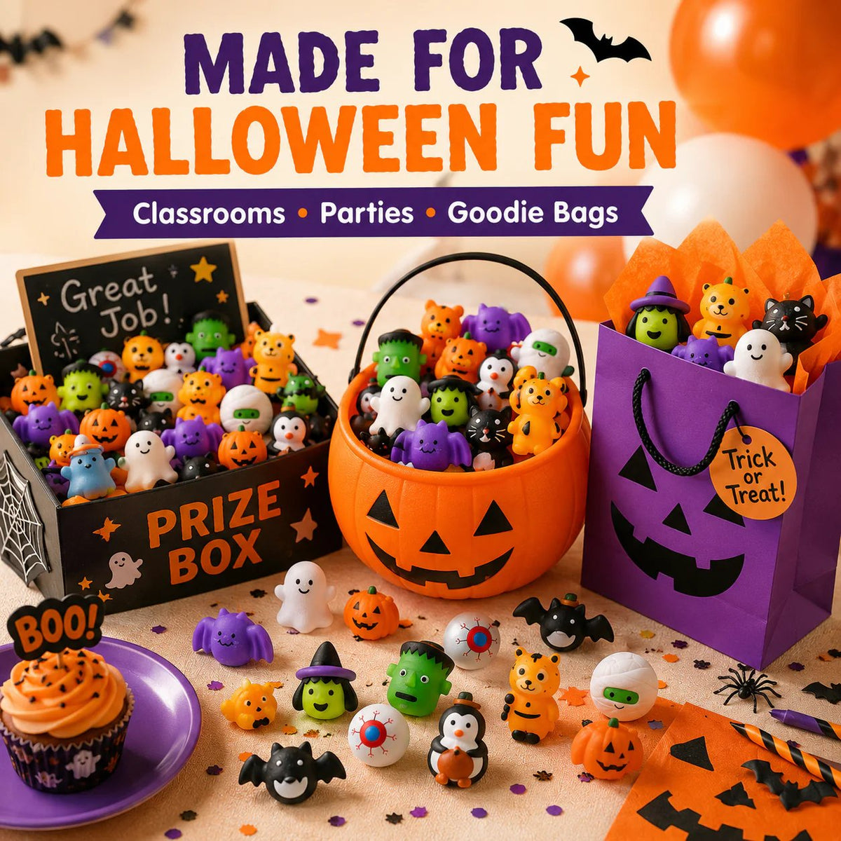 🔥Last Day 50% OFF ！🎃 Halloween Mochi Squishy Toys – Cute Party Favors & Goodie Bag Fillers 👻