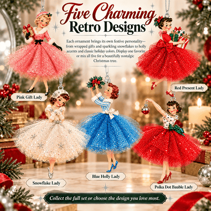 Vintage Christmas Lady Ornaments – 1950s-Inspired Holiday Charm 🎄