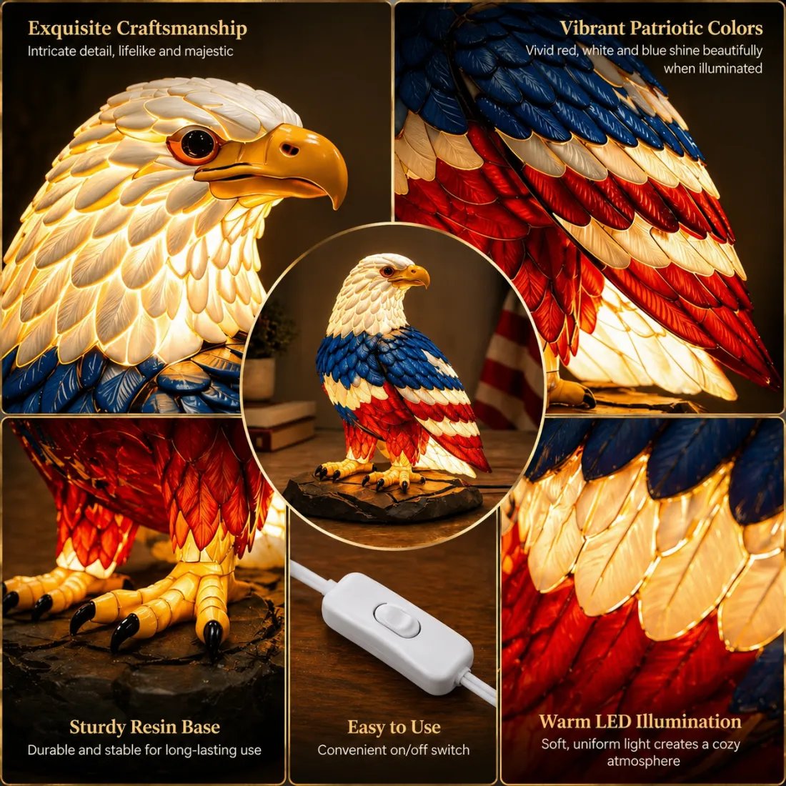 ⚡️Independence Day 49% OFF- 🦅U.S. 250th Eagle Stained Glass Table Lamp