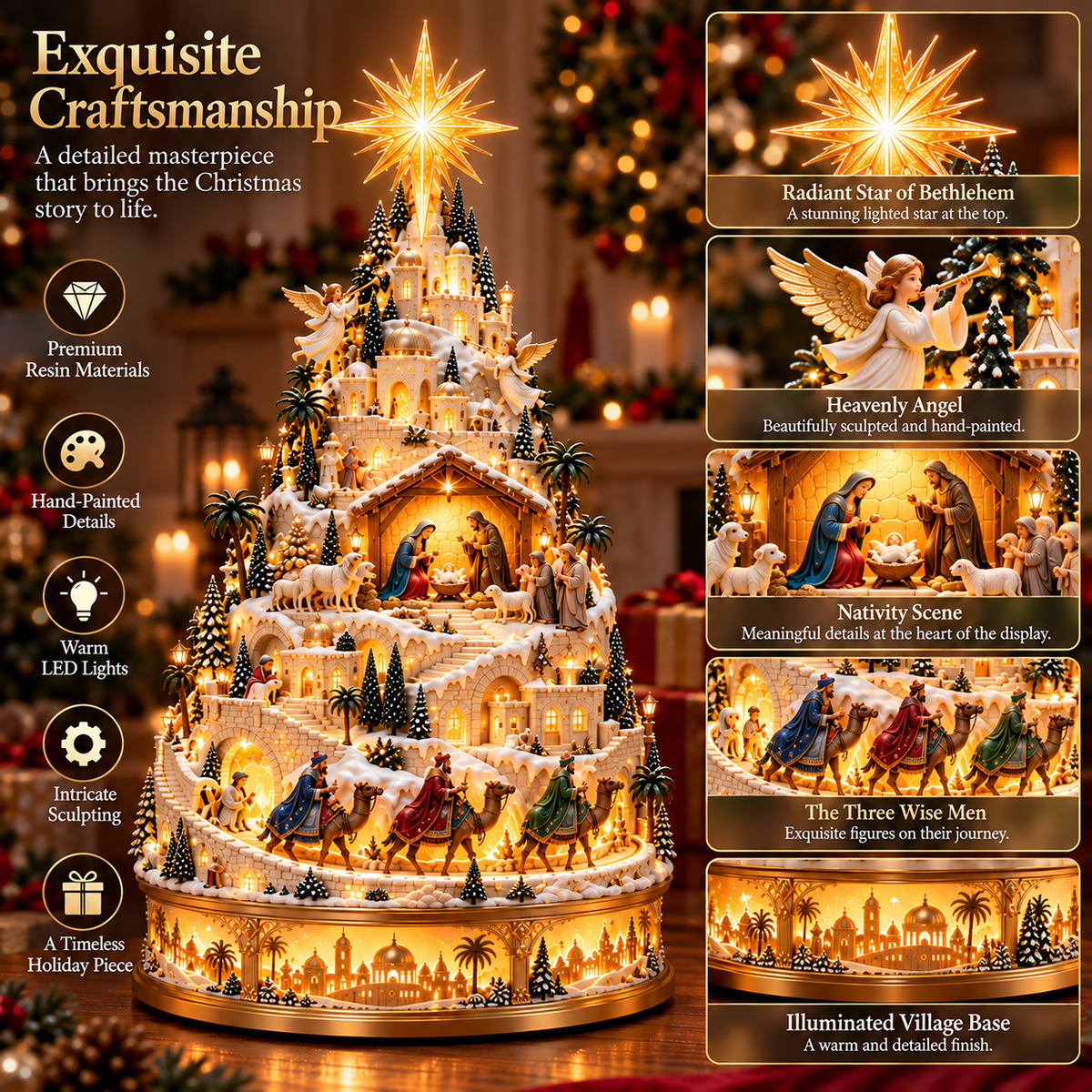 ✝️🎄 Bethlehem Village Glow™ | Lighted Nativity Christmas Centerpiece