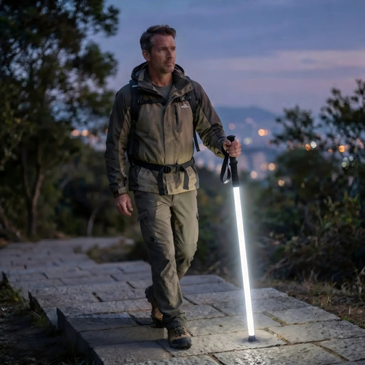 ⚔️Laser Saber Style Trekking Poles – LED Light Hiking Sticks, Waterproof Aluminum Walking Sticks for Night Hiking, Camping & Emergency Survival Gear, Gift for Him