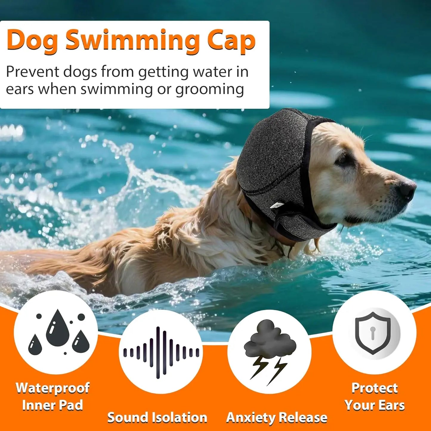 Dog Calming Hoodie & Waterproof Ear Wraps – Anxiety Relief Noise Cancelling Muffs for Bathing & Fireworks