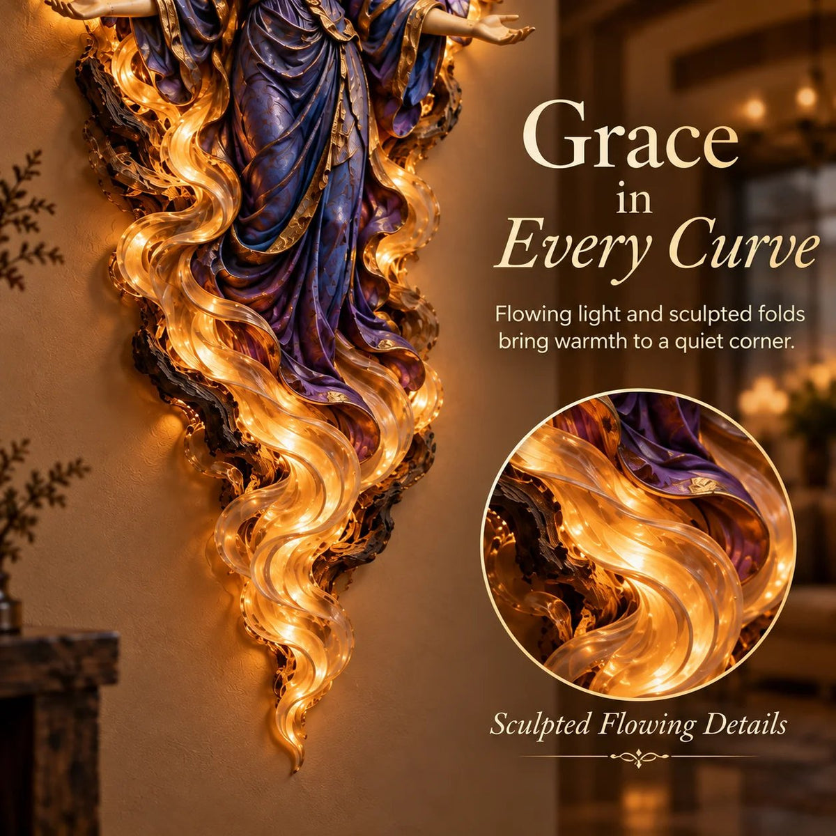 ✝️✨ Lighted Angel Wall Sculpture – Glowing Guardian Angel Decor, Christian Faith Gift & Home Blessing 🪽