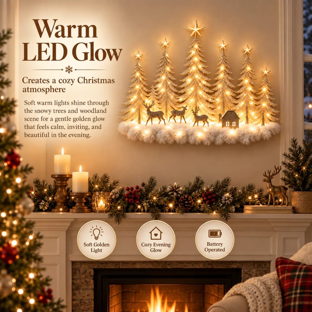 🌲✨ Winterglow Grove™ — Lighted Woodland Christmas Wall Decor