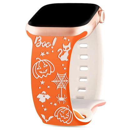 🎃 Halloween Engraved Silicone Watch Band with Butterfly Buckle 👻