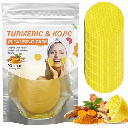💸 SAVE BIG 💸  Natural Turmeric & Kojic Acid Exfoliating Cleansing Pads for Dark Spots | 20 Pads 🧼
